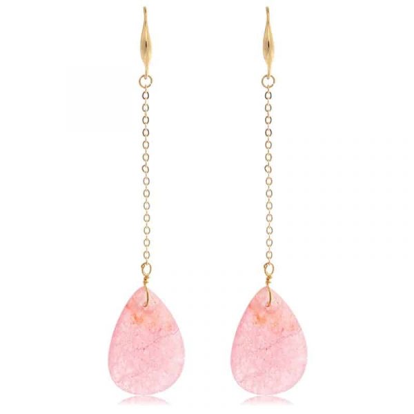 Oorringen | sparkling glass long (pink)