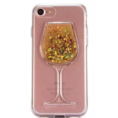 iPhone hoesje | glitter glas (geel)