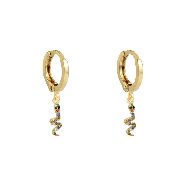 Oorbellen | Zirkonia snake goudkleurig