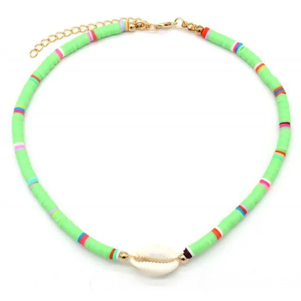 Choker | Surfkralen met schelp groen