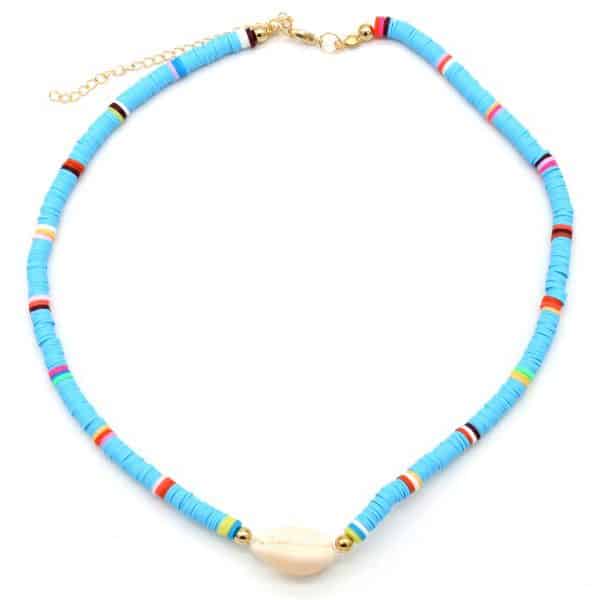 Choker | Surfkralen met schelp blauw