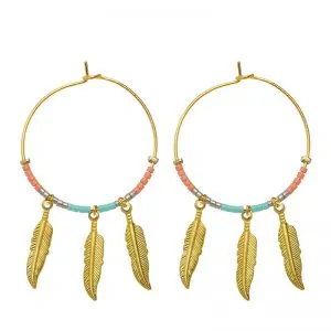 Oorbellen | colourful feathers salmon