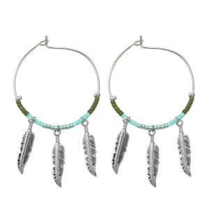 Oorbellen | colourful feathers dark green