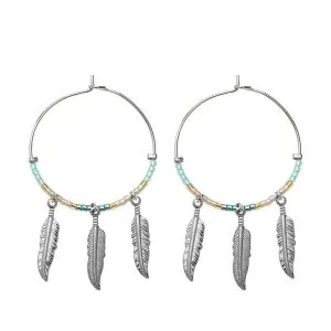 Oorbellen | colourful feathers green