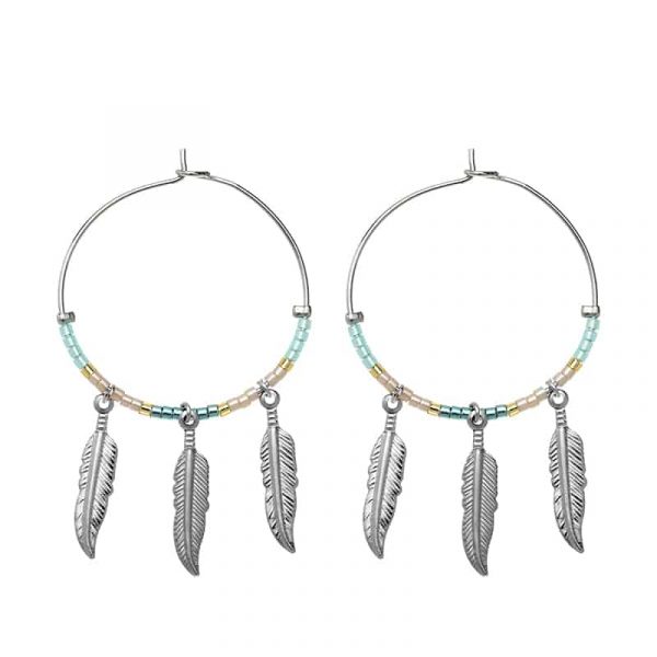 Oorbellen | colourful feathers green