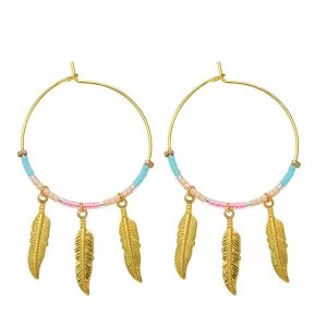 Oorbellen | colourful feathers pink