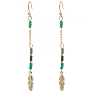 Oorbellen | indian feather groen