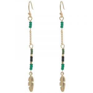 Oorbellen | indian feather groen