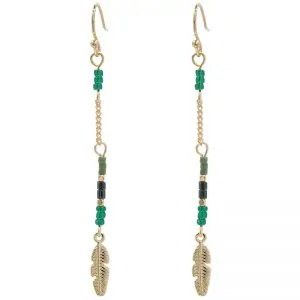 Oorbellen | indian feather groen
